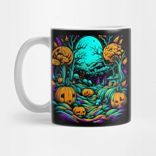 Pumpkins In The Patch Of A Trippy Remote Forest Hut Mug